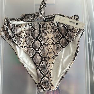 Snakeskin High-Waisted Bikini Bottoms